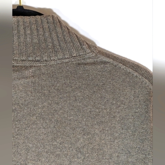 Eddie Bauer Cashmere Cotton Blend Brown Quarter Zip Sweater Men's Size Tall XL - Picture 5 of 16